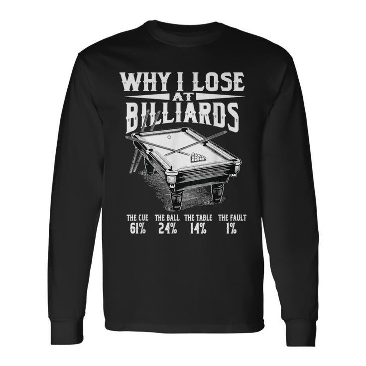 面白いビリヤード スヌーカーで負ける理由 ビリヤード プールプレーヤー 長袖Tシャツ