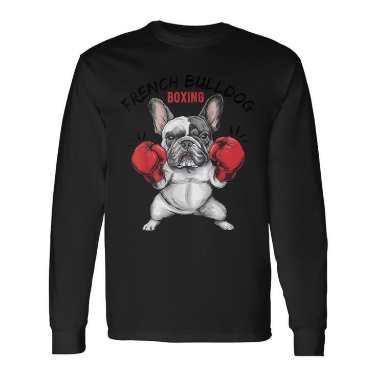 面白いフレンチブルドッグ ボクシング愛好家 ペット 犬 ボクシンググローブ 長袖Tシャツ