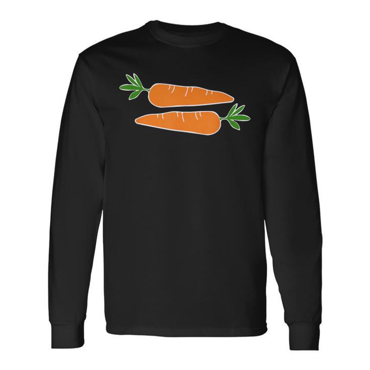 面白い人参デザイン 野菜にんじん 長袖Tシャツ