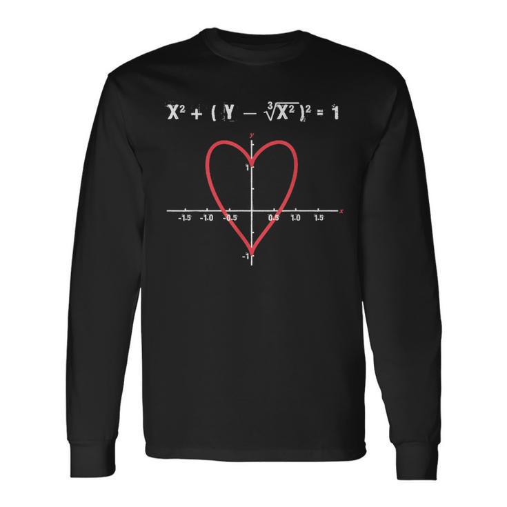 面白い数学オタクtシャツ ハート方程式付き 長袖Tシャツ