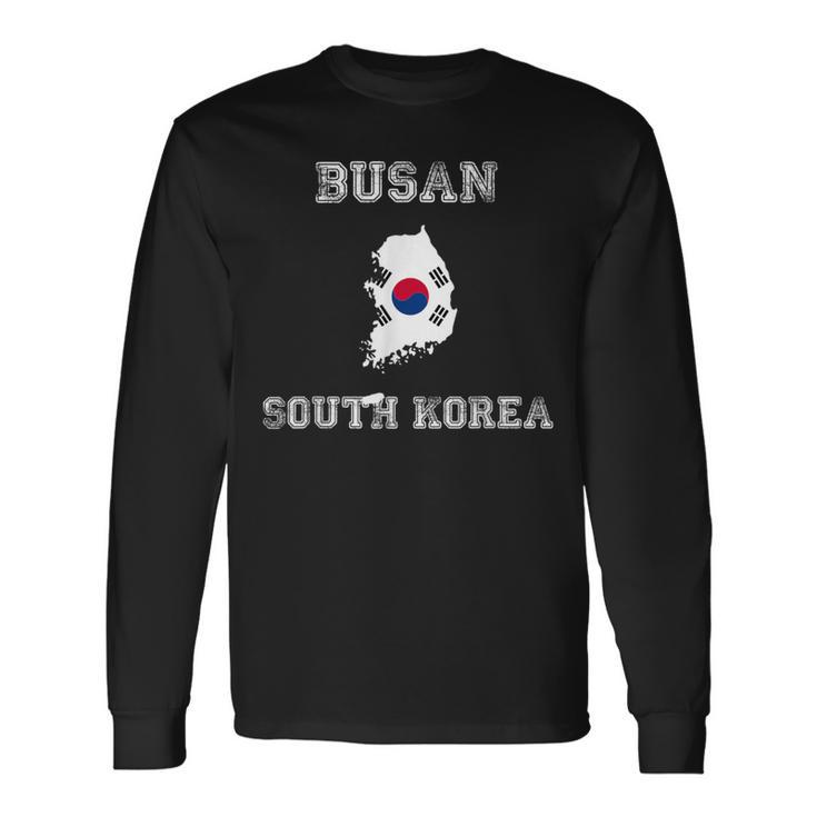韓国 アンティーク調 旗 釜山 プライド 長袖Tシャツ