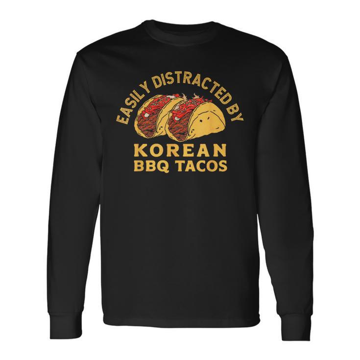 韓国bbqタコスレトロタコス愛好家に簡単に気を取られます 長袖Tシャツ