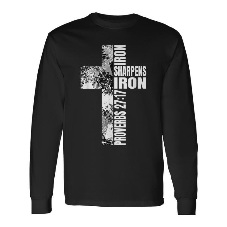 黒 白 十字架 鉄 シャープ 鉄の詩 キリスト教徒のカップル 長袖Tシャツ ギフトのアイデア