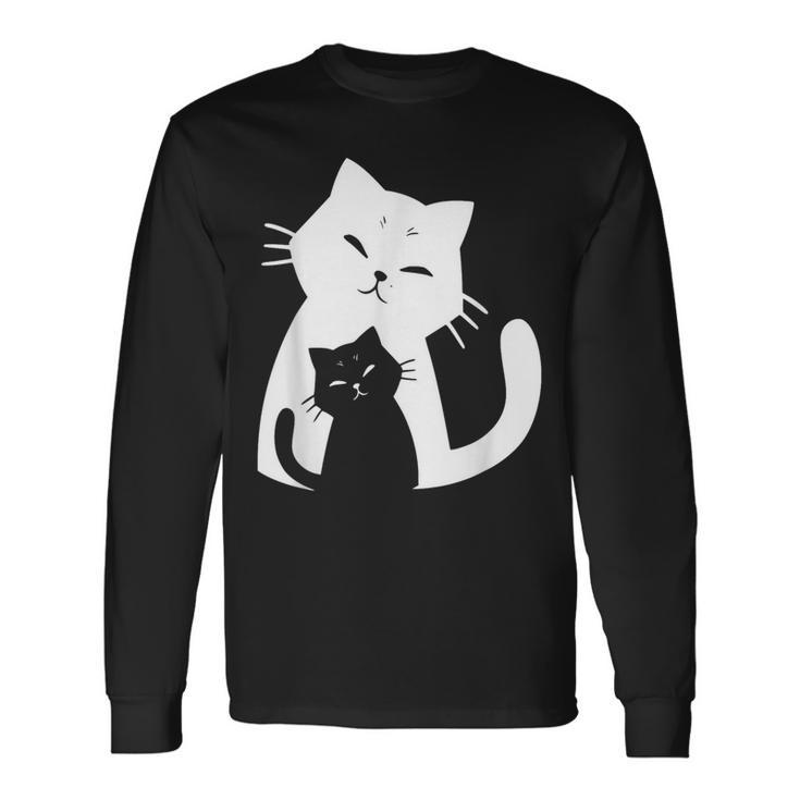 黒猫と白猫 長袖Tシャツ