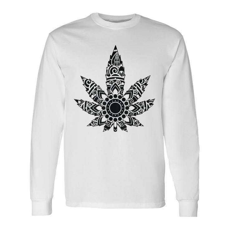 420 ウィードリーフスモーカー マリファナスモーカー メンズ レディース 曼荼羅 長袖Tシャツ