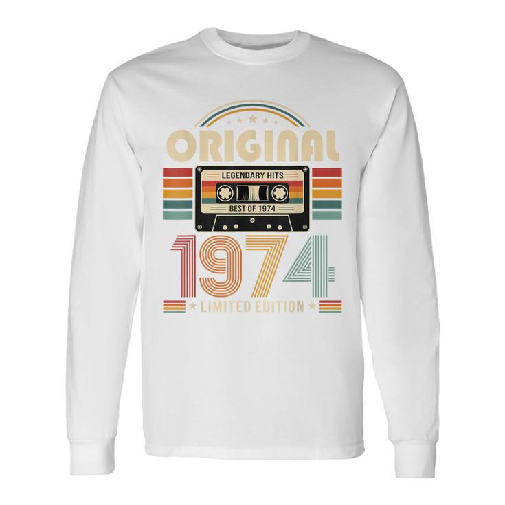 52 歳の誕生日プレゼント男性 1974 年 レトロ ビンテージ テープ 長袖Tシャツ