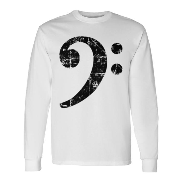 Bass Clef ビンテージブラック左 ベースプレイヤー 長袖tシャツ 長袖Tシャツ