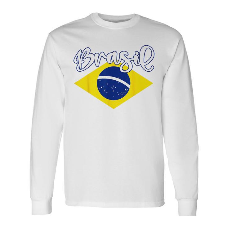 Brazilian Flag Colors National Brazil Brasil 長袖Tシャツ