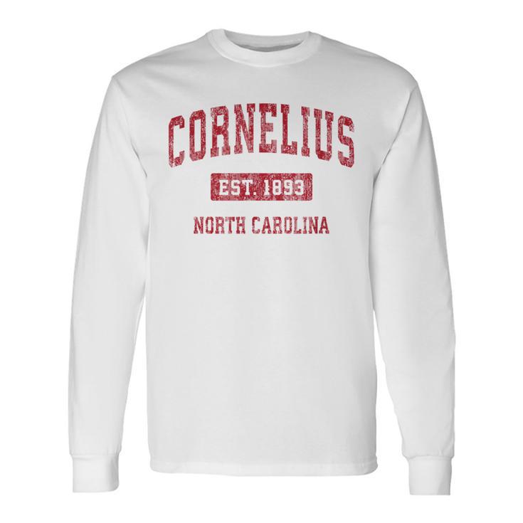 Cornelius North Carolina Nc ビンテージスポーツデザイン レッドデザイン 長袖Tシャツ