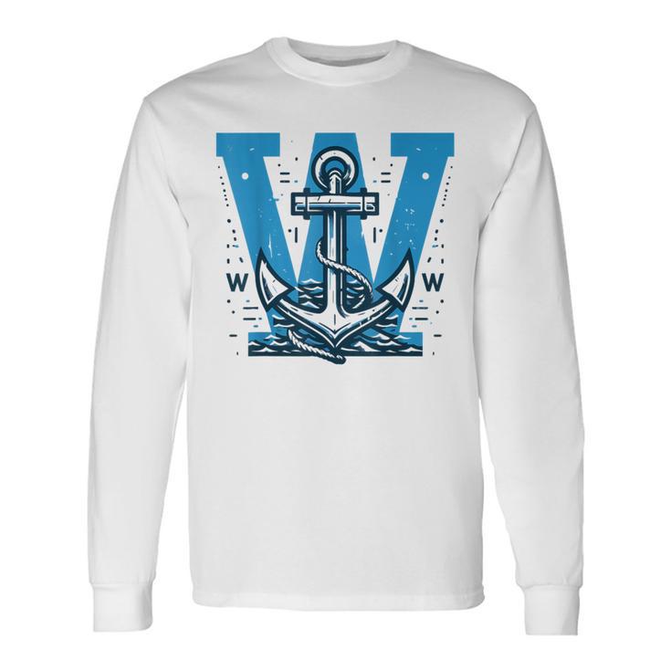 Divertidoelero Azul W Anchor Camiseta de manga larga