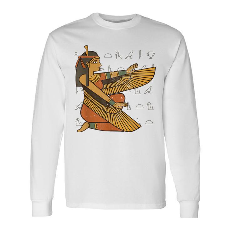 Égypte Hiéroglyphe Déesse Isis De Laie Et De La Mort T-shirt à manches longues