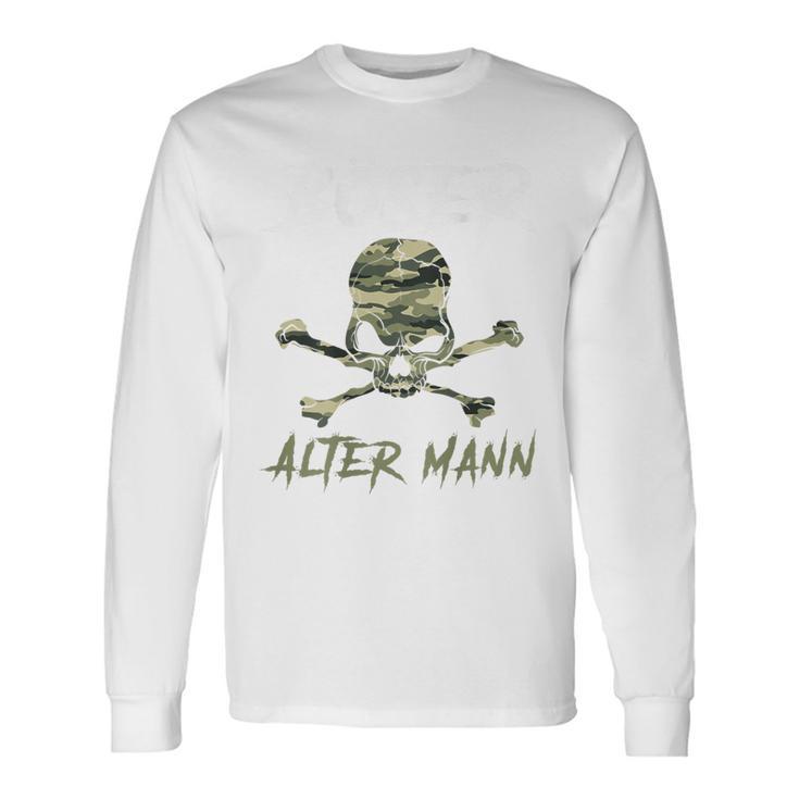 Evil Old Man 迷彩スカルバックプリント 長袖Tシャツ