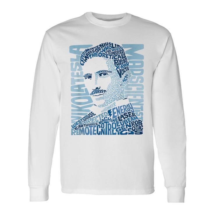 Glitschika s ニコラ・テスライラストtシャツ 長袖Tシャツ