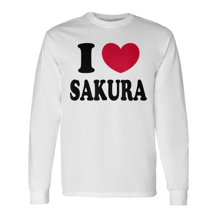 I Loveakura 桜が大好き 長袖Tシャツ