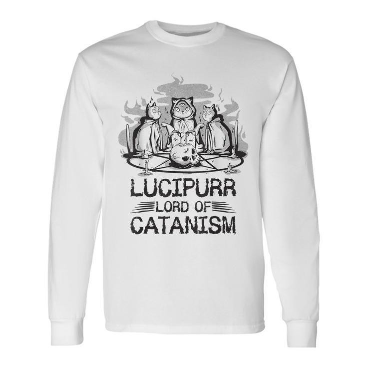Lucipurr 黒猫 魔法 悪魔 猫 ルシファー オカルティズム 長袖Tシャツ ギフトのアイデア