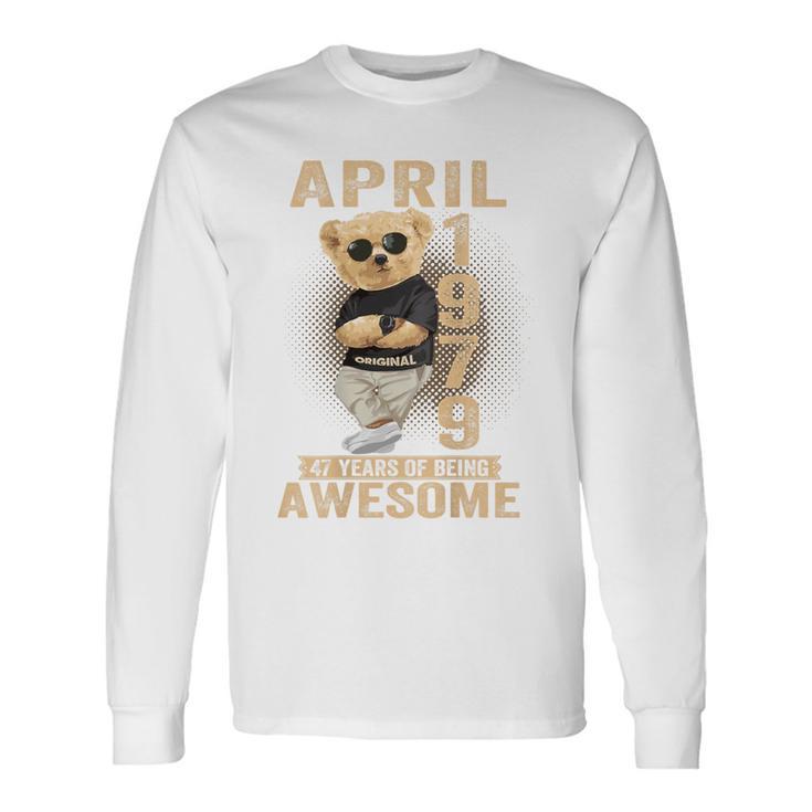 On Back 1979年4月 47歳の誕生日 47歳 テディベア 長袖Tシャツ
