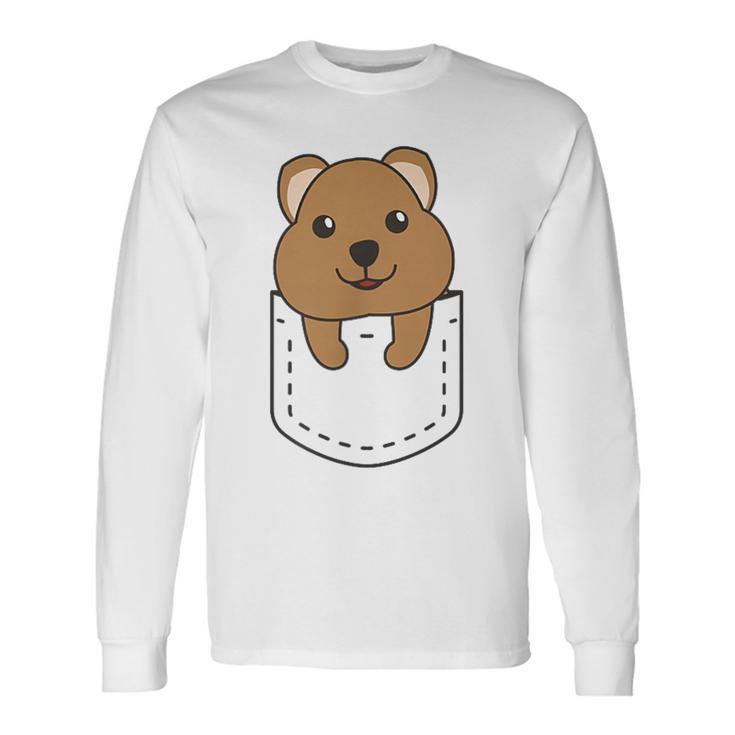 Quokka In Pocket かわいいクオッカ 胸ポケットクオッカ 長袖Tシャツ