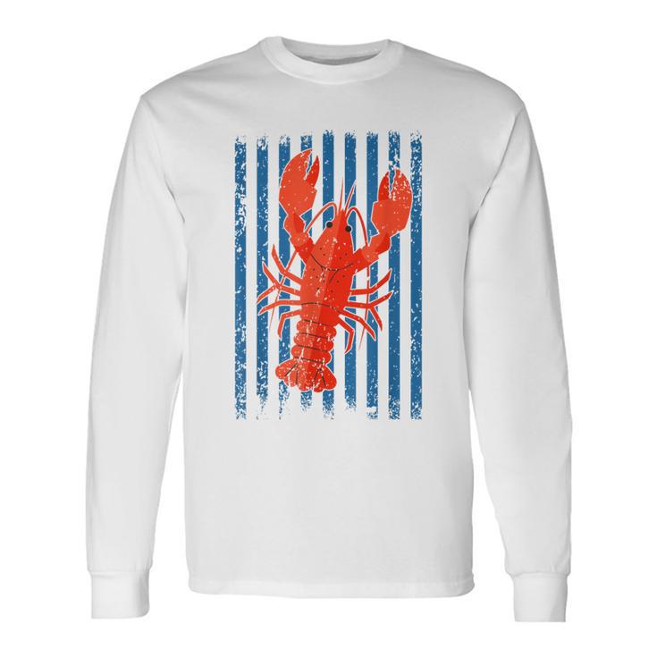 Retro Red Lobster Crawfish Vibes Seafood Lovers Summer Vibes Long Sleeve T-Shirt