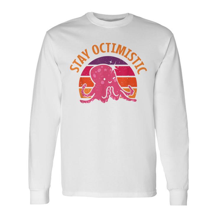 Stay Octimistic オクトパス 頭足類 イカ メンズ レディース 長袖Tシャツ