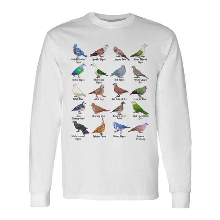 さまざまな種類のハト ハト 長袖tシャツ 長袖Tシャツ