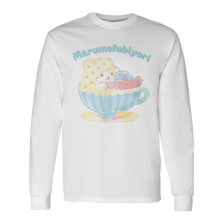 まるもふびより ティーカップ 長袖Tシャツ