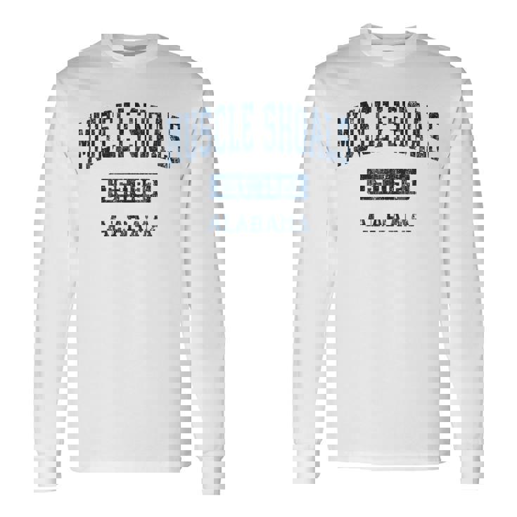 アラバマ州マッスルショールズアラバマ州ヴィンテージスポーツエスタブリッシュドネイビーデス 長袖Tシャツ ギフトのアイデア