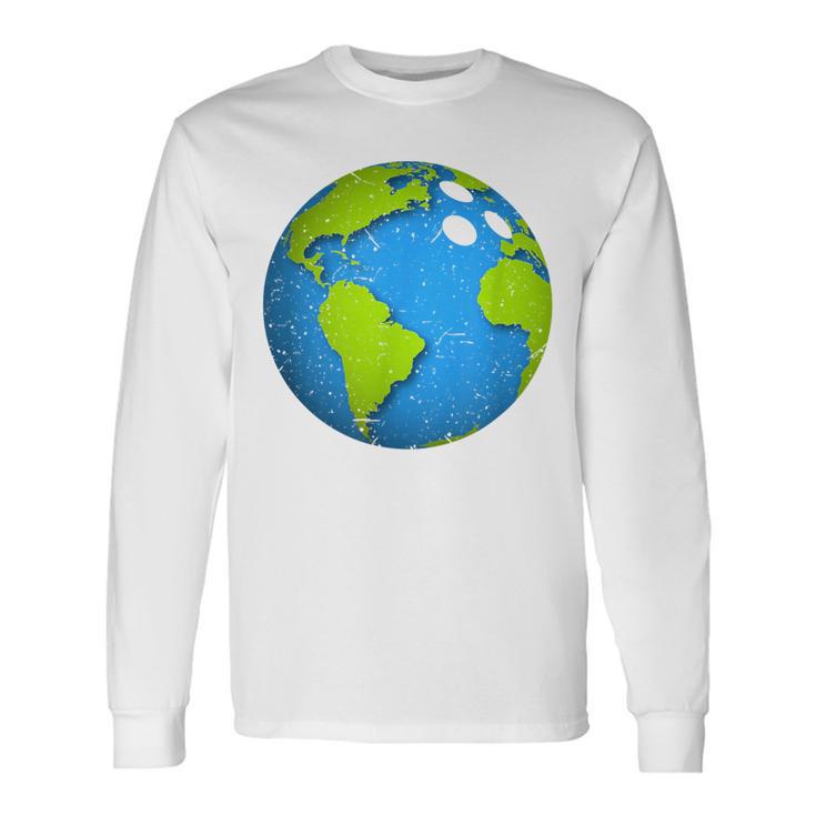 アースボウリングボールアースデイフェイバーズファニーアースデイ 長袖Tシャツ