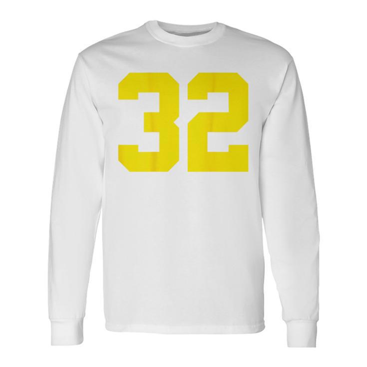 イエローナンバー32 背面 スポーツチーム ジャージ番号 長袖Tシャツ