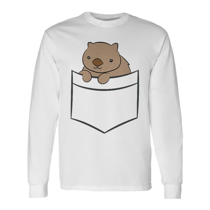 オーストラリアン・ウォンバット ポケット付き キュート ベビー ウォンバット 長袖Tシャツ