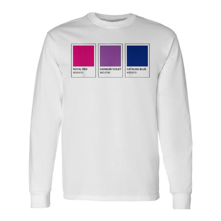 カラーパレット バイセクシャルプライド バイセクシャルフラッグ バイセクシャルカラー Cu 長袖Tシャツ