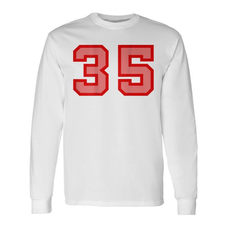 クールなレトロなレタリングジャージバックナンバー35 Thirtyfive 長袖Tシャツ