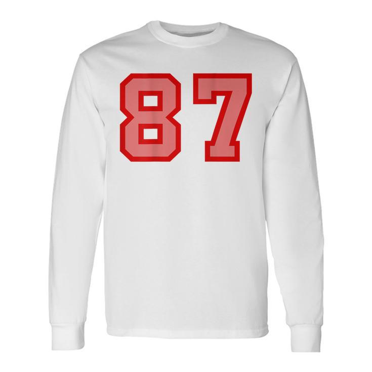 クールなレトロなレタリングジャージバック番号87 Eightyseven 長袖Tシャツ
