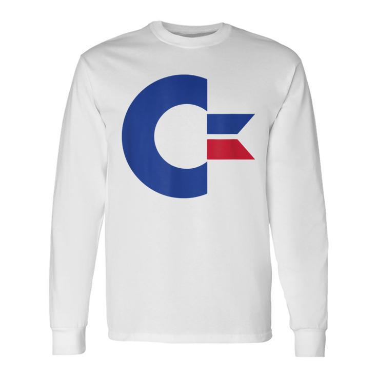コモドール C64 大文字 ブルーレッド 長袖Tシャツ