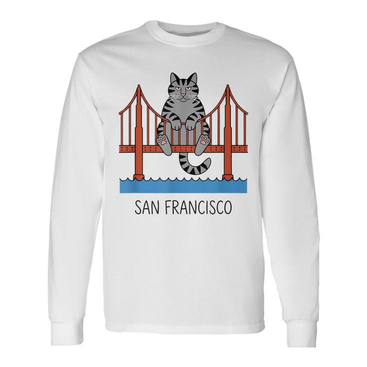 サンフランシスコ キャット ゴールデンゲートブリッジ 本 恋人 長袖Tシャツ