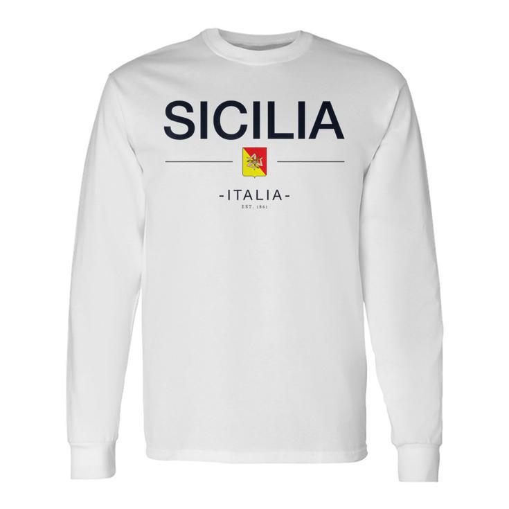 シチリア家族旅行 イタリア国旗 イタリアギフト シチリア島 長袖Tシャツ