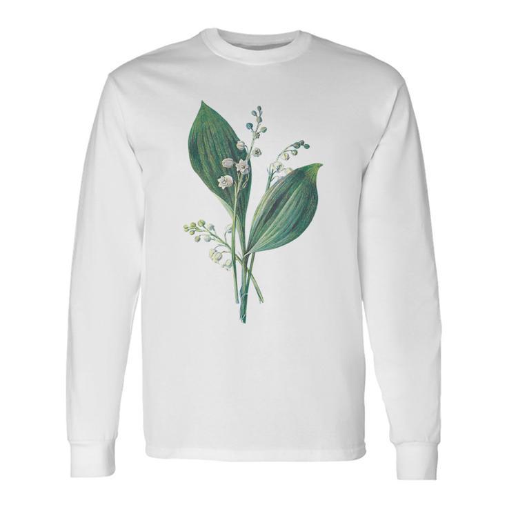 スズラン植物アートペインティングtシャツ 長袖Tシャツ