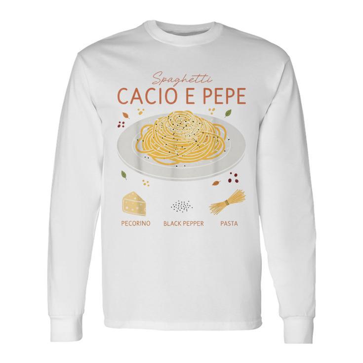 スパゲッティ カシオ エ ペペ 伝統的なイタリア料理 レシピ ティー 長袖Tシャツ