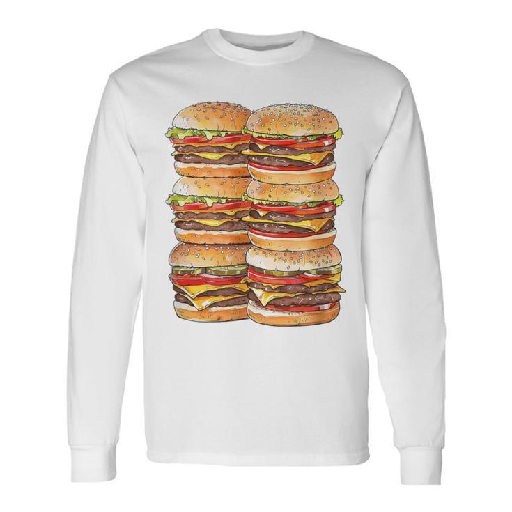 ハンバーガーデイパック ハンバーガー 6パック 腹筋 フェイク腹筋ジム 長袖Tシャツ