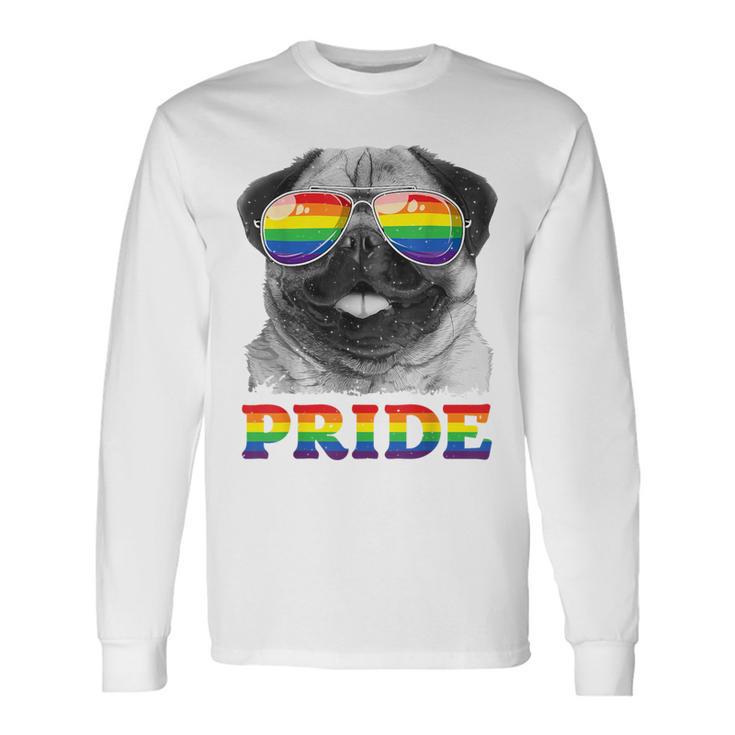 パグ ゲイプライド Lgbt レインボーフラッグ サングラス Lgbtq ギフト 犬 長袖Tシャツ