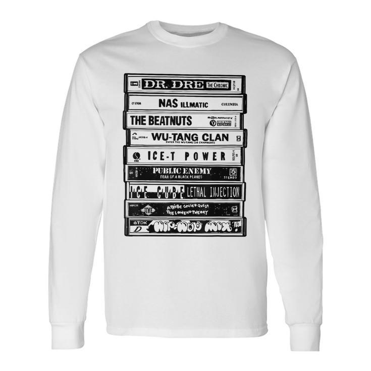 ヒップホップアーティストカセットtシャツ オールドスクールラップtシャツ 長袖Tシャツ
