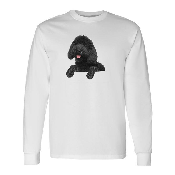 ブラックラブラドゥードル ポケット入り ラブラドゥードル犬愛好家 長袖tシャツ 長袖Tシャツ