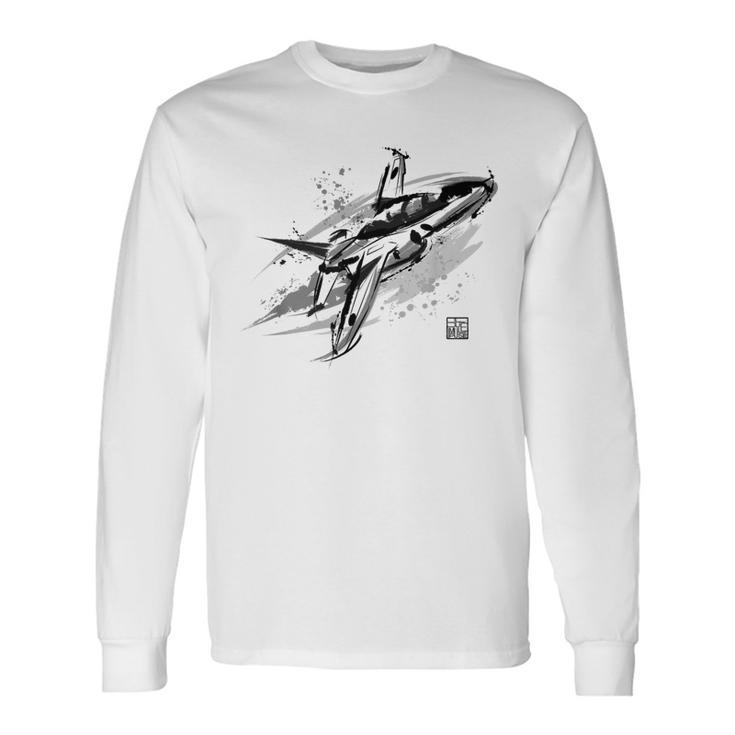 ブルーインパルス 墨絵 ホワイト 長袖Tシャツ