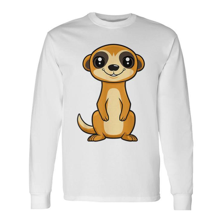 ミニマリストのミーアキャット 動物 シンプルでかわいいミーアキャット 長袖Tシャツ