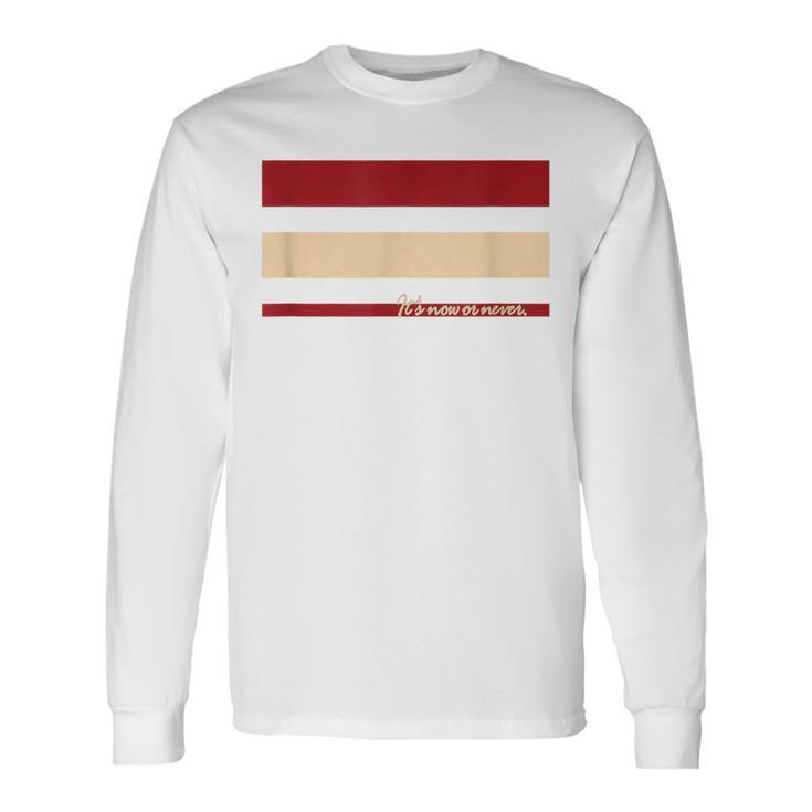 メッセージ付 やるなら今 三本線 長袖Tシャツ
