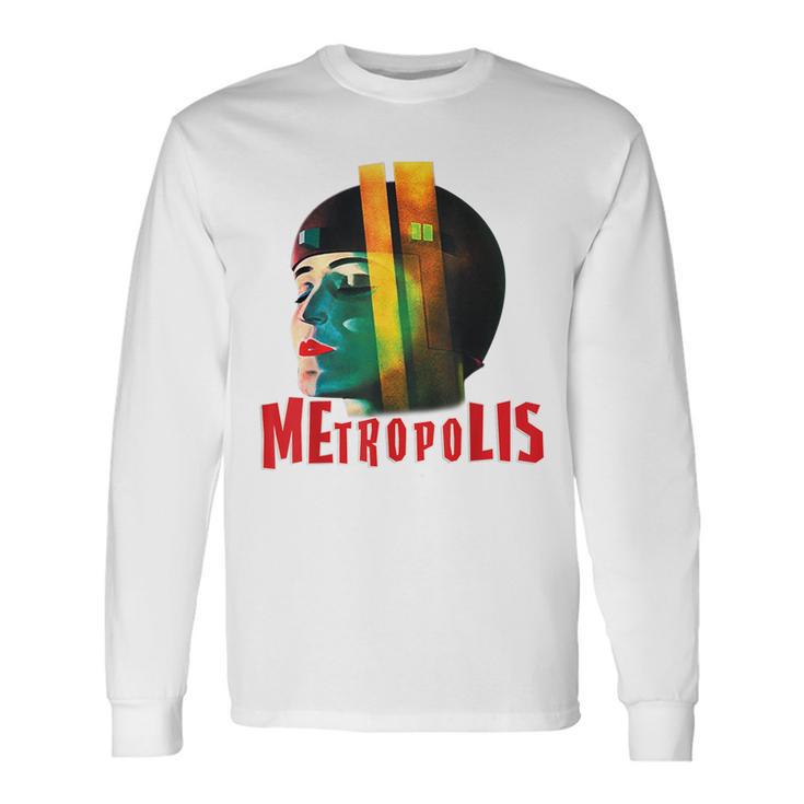 メトロポリス レトロムービーポスターデザインf 長袖Tシャツ