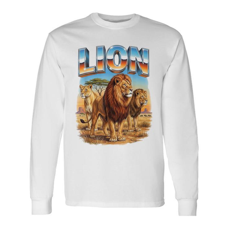 ライオン ヴィンテージ 70年代 90年代 レトロ ライオン アフリカ 動物好き 長袖Tシャツ