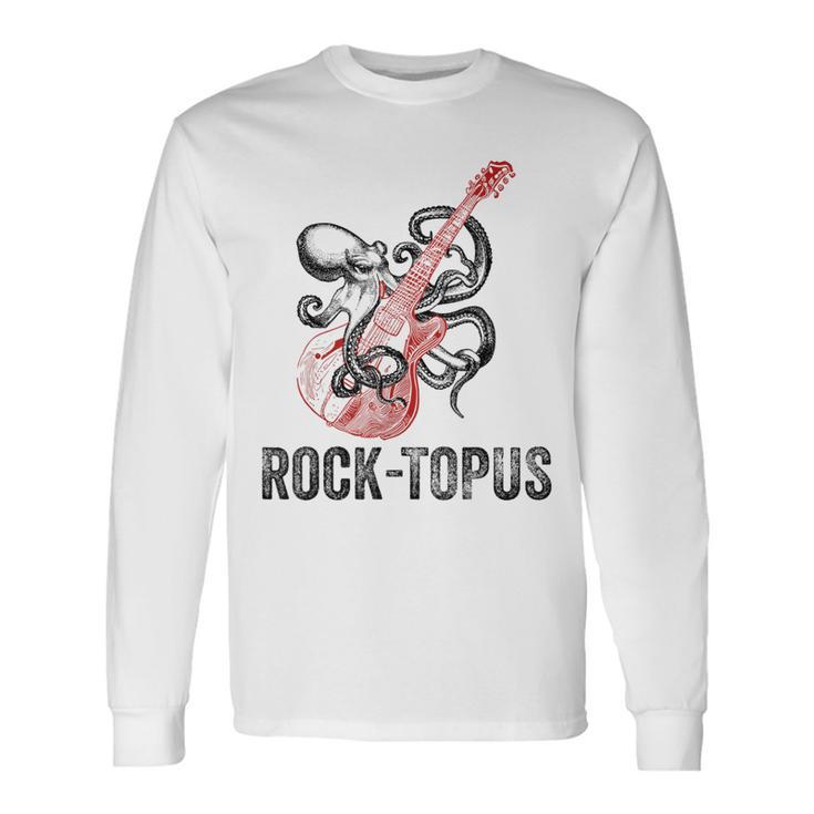 レトロ オクトパス クラーケン ギターを弾く Rock-Topus ギタリスト 長袖Tシャツ