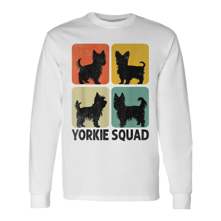 レトロ シルホーエット ヨーキー スクワッド ヨークシャーテリア ヨーキー 犬 長袖Tシャツ