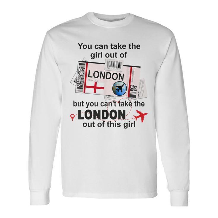 ロンドンガール ロンドン搭乗券 ロンドン 長袖Tシャツ