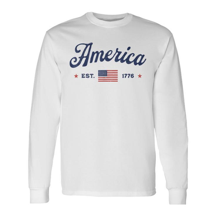 ヴィンテージ アメリカ国旗 Usa 4Th Of July American Flag Patriotic 長袖Tシャツ